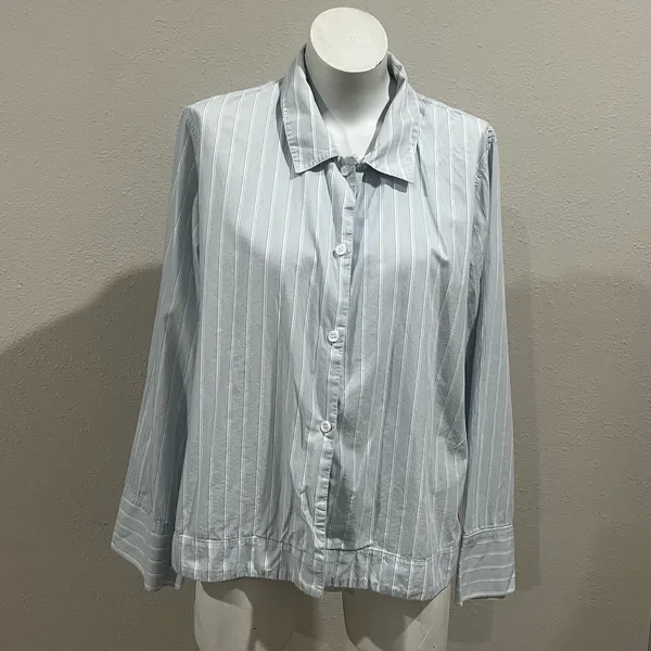 COS blue striped collared button up shirt - Image 3
