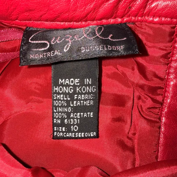Vintage Suzelle Women's Red Genuine Leather Pencil Skirt High Waist Size 10 - Image 4