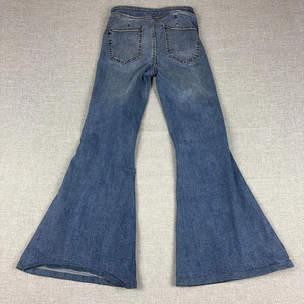 Free People Jeans Womens 27 Blue Medium Wash Mid Rise Flare Stretch Denim - Image 16