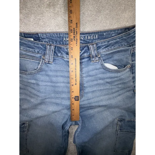 american eagle super high rise baggy wide leg cargo jeans 10 reg - Image 9