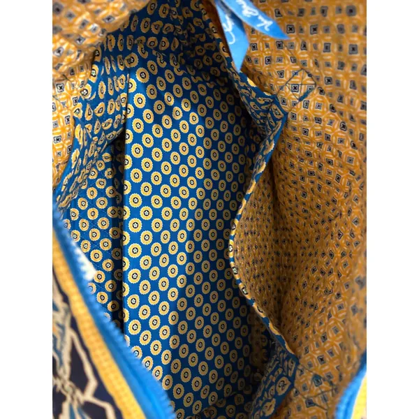 Vera Bradley Marrakesh Quilted Cotton Tote Bag Blue‎ Yellow Floral Zipper Large - Image 3