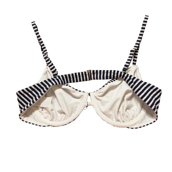 Abercrombie & Fitch Navy White Striped Underwire Bikini Top Anchor Charm Large - Image 5