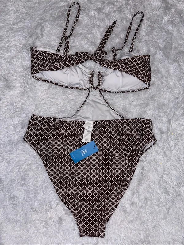 Cupshe Brown & White Floral One-Shoulder Cutout One-Piece Swimsuit - Image 5