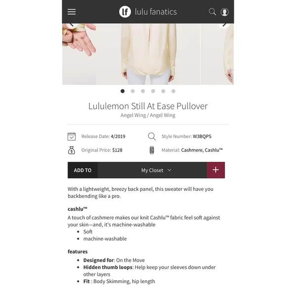 Lululemon Cashlux‎ Still At Ease Cream Open Tulip Back Long Sleeve Knit Sweater - Image 15