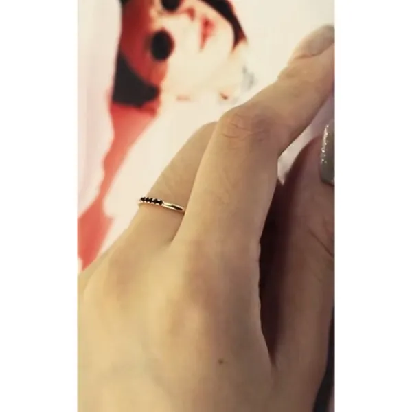 Dainty 14k‎ Gold Plated S925 Black Melee Diamond Ring, Size 7 - Image 13