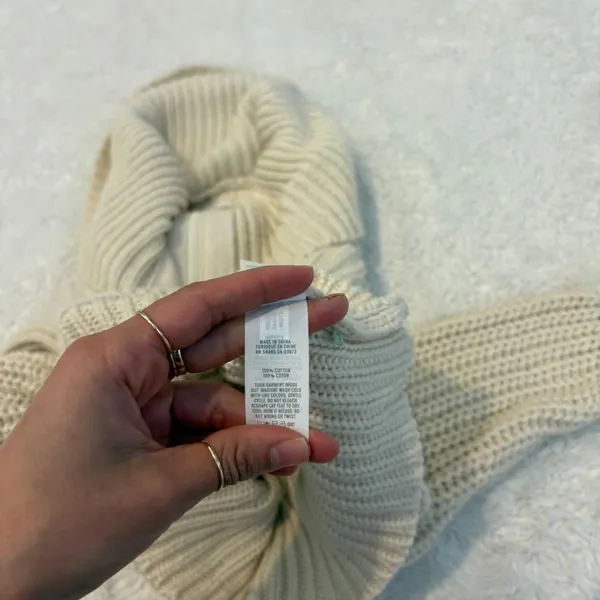 Aerie Womens XS Cream Knit Mock Zip Up Costal Cozy Casual Beachy Summer Cotton - Image 5
