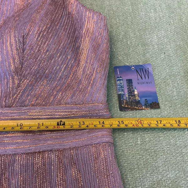 Nightway Metallic Halter Gown Lavender Purple Size 8 NWT - Image 7