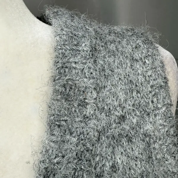 Christian Lacroix Sweater Vest Medium Fuzzy Wool Blend Gray Layering‎ Crop Boxy - Image 11