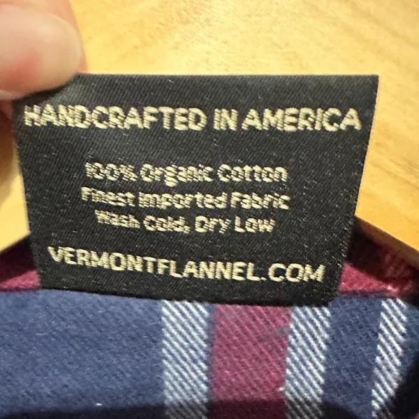 Vermont Flannel Co Red Navy Plaid Organic Cotton Button Down Shirt XS - Image 5