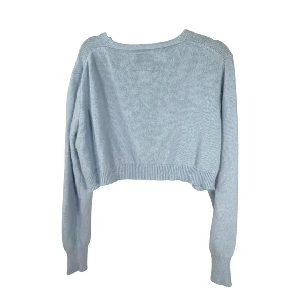 Unif Baby Blue Angora Blend Cropped Cardigan Sweater Size Large - Image 7