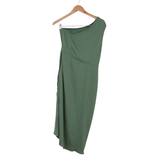 PRETTYGARDEN Women's One Shoulder Draped Midi Dress Sage Green Medium - Image 4