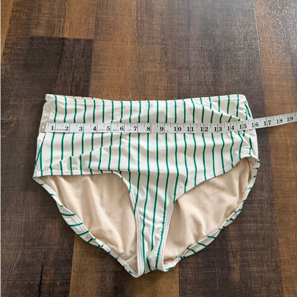 Albion Fit Coast to Coast Emerald Green Stripe High Waisted Swim Bottoms Size XL - Image 4