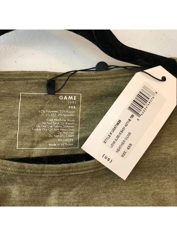 Universal Standard Mia Long Sleeve Easy Active Tee Olive Green 4XS US 00-0 - Image 3