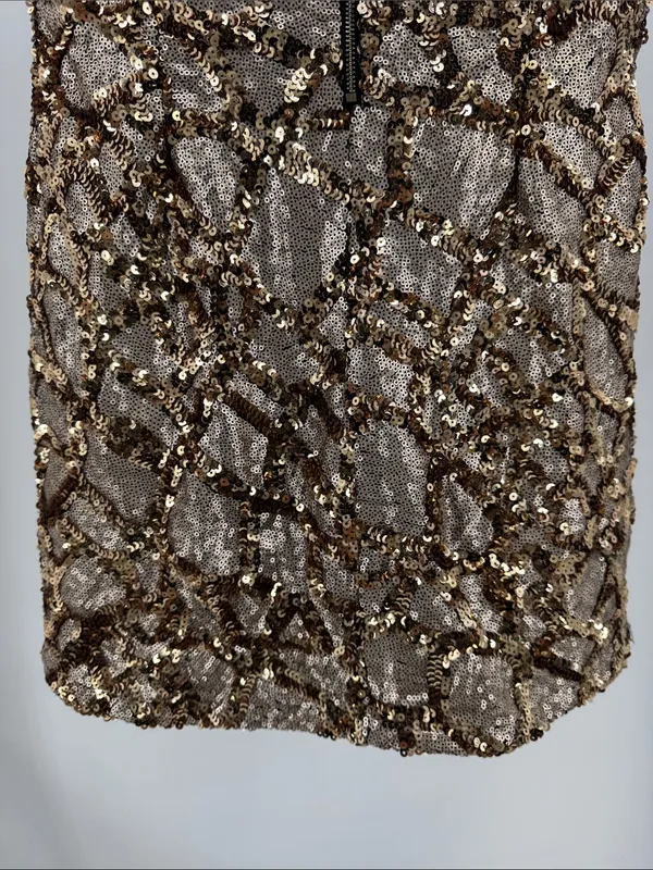 Entry Rose Gold Sequin mini dress S party event HOCO holiday - Image 4