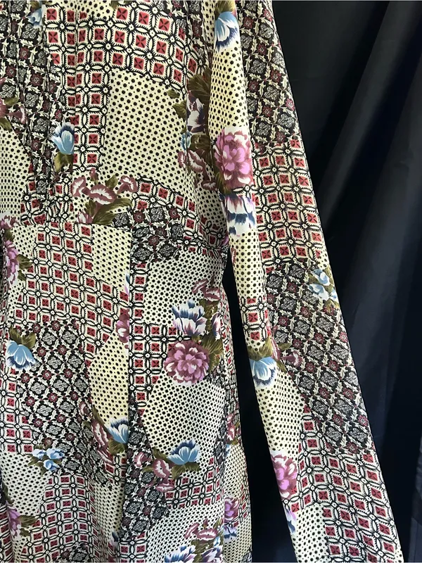 Necessary Objects Vintage Olive Patchwork Floral Midi Dress SM NWT - Image 11