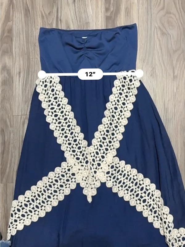 Judith March Navy Strapless Maxi Dress with Cream Lace - Image 11