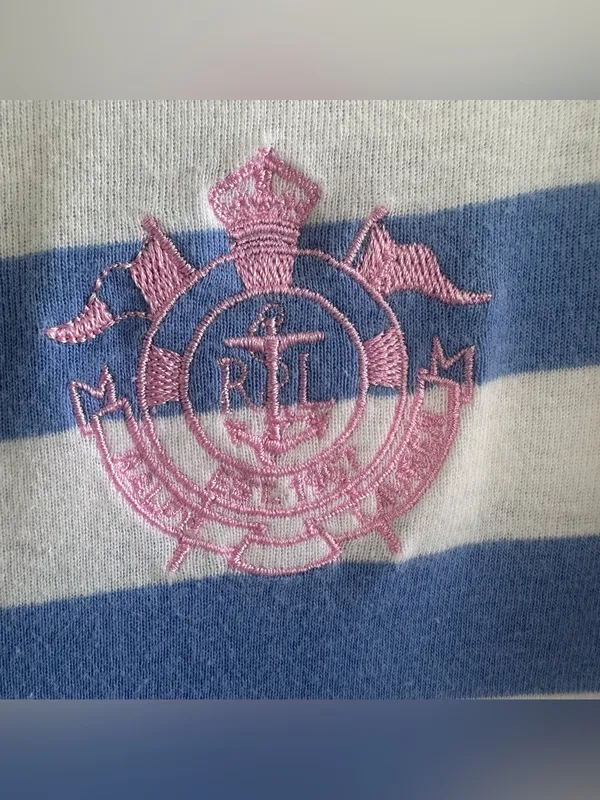 Ralph Lauren Striped Dress Embroidered Logo Women’s Small Blue White Preppy - Image 4