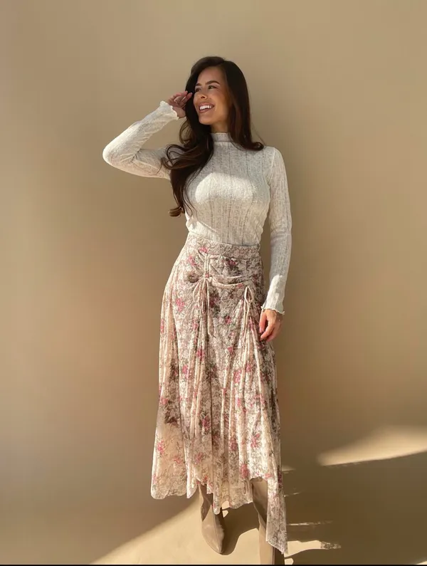 Boutique Pink Lace Maxi Skirt - Image 2