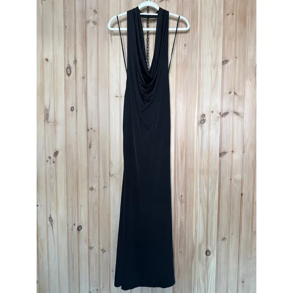 NWT Lulus Eye-Catching Silhouette Black Cowl Neck Halter Maxi Dress Holiday Sz S - Image 2