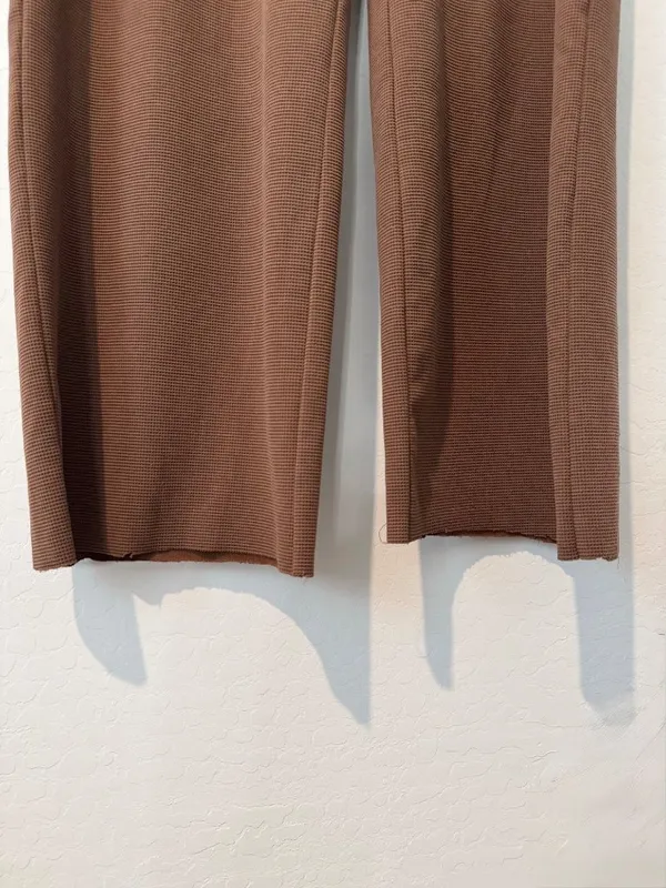 American Tall Waffle Knit Wide Leg Pants Size Medium Extra Tall Brown Lounge - Image 9