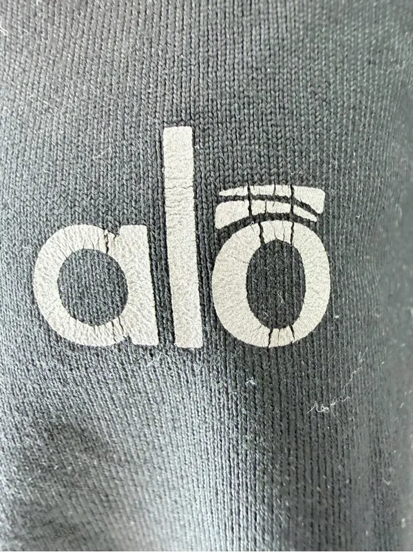 ALO Yoga Black Logo Tee with White Print - Image 8