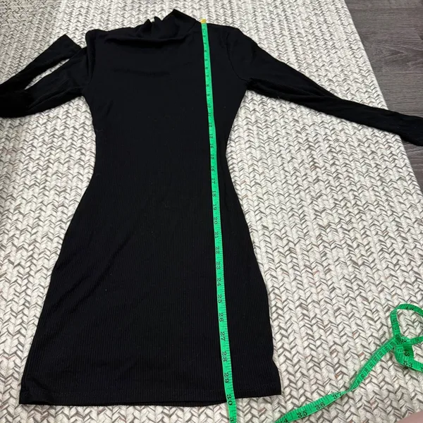 Windsor Black Long Sleeve Ribbed Bodycon Mini Dress - Image 8