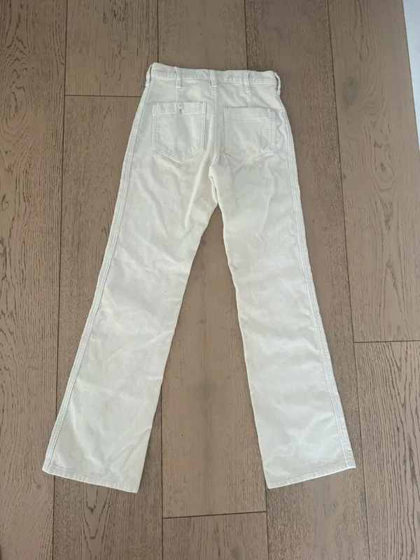 Brandy Melville Cream 100% Cotton Corduroy Flare Pants size Small - Image 7