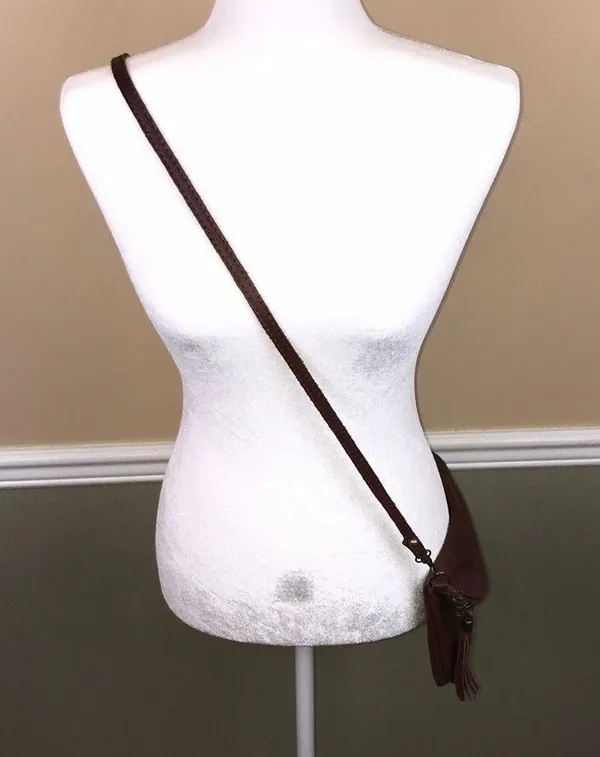 Dorse in Pelle Genuine Italian Leather Red Brown Crossbody Strap Purse - Image 11