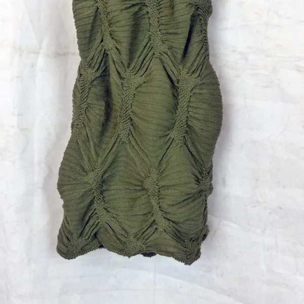 See You Monday Textured Scrunch Top Womens S Olive Green Long Sleeve Grunge 90s - Image 4