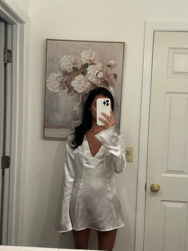 White Satin Dress - Image 3