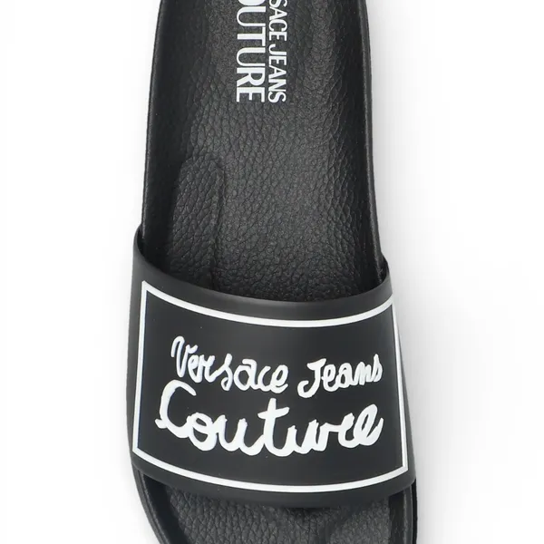 Versace Jeans Couture Black Logo Rubber Slide Sandals EU 38 US 7 - 7.5 NEW - Image 6