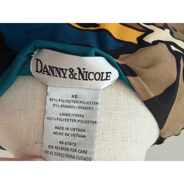 Danny & Nicole Teal Floral Cowl Neck Maxi Dress Sleeveless Belted XS - Image 7