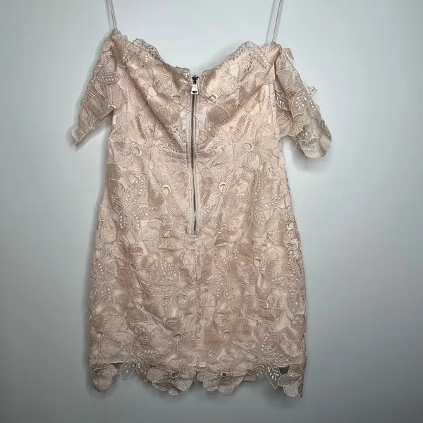 Saylor Cream Floral Lace Off Shoulder Mini Cocktail Dress Size Small - Image 7