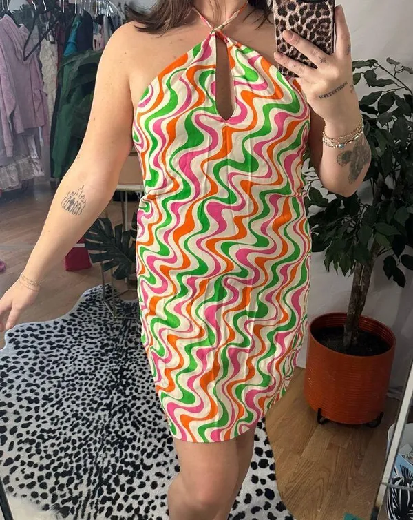 Zara Halter Swirl Whimsical Mini Dress Multi XL NWT - Image 6