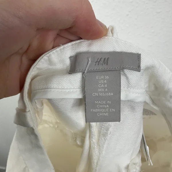 H&M White Linen‎ Blend Pants Size 4 - Image 3