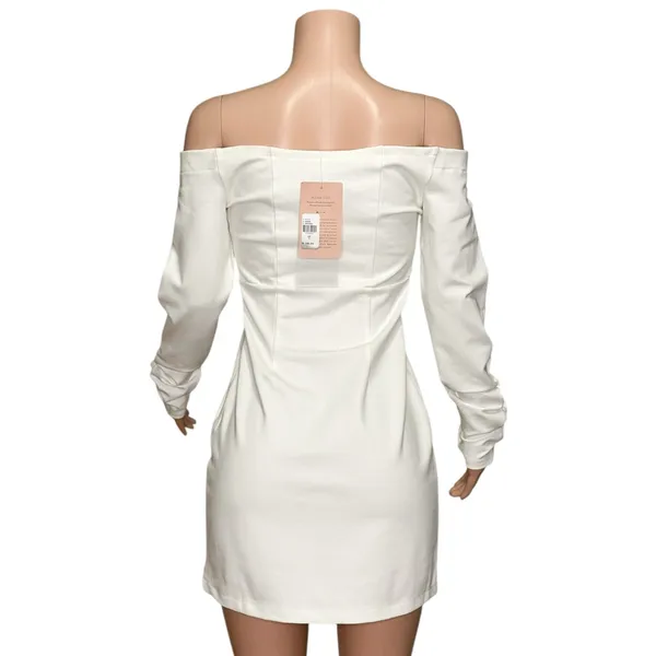 BHLDN Gianna Off The Shoulder Mini Dress, Ivory, Small - Image 8