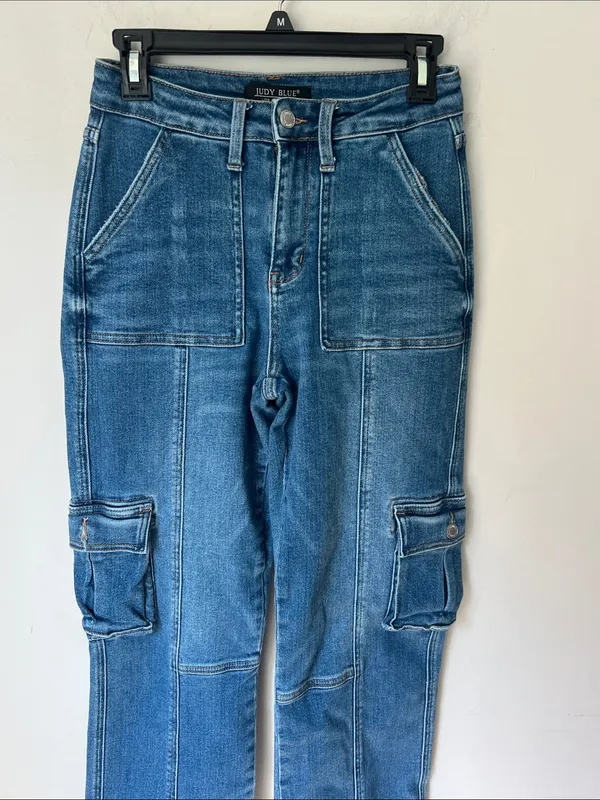 Judy Blue High Rise Women’s Utility Cargo Jeans, size 3/26 ^ - Image 2