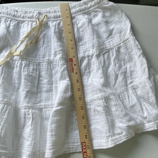 Aerie Gauzy Tiered Mini Skirt Boho Cottagecore 100% Cotton White Women's Size XL - Image 10
