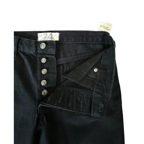FREE PEOPLE Maggie Mid Rise Washed Black Distressed Jeans Raw Hem Size 24 NEW - Image 5