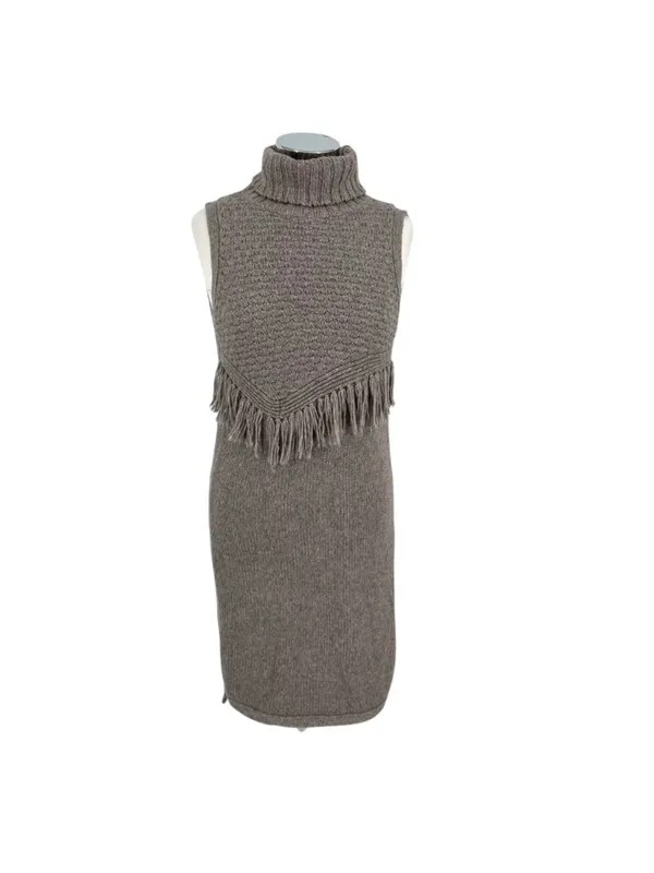 Anthropologie Nomad Morgan Carper Fringe Sweater Dress Gray Western Size Small - Image 13