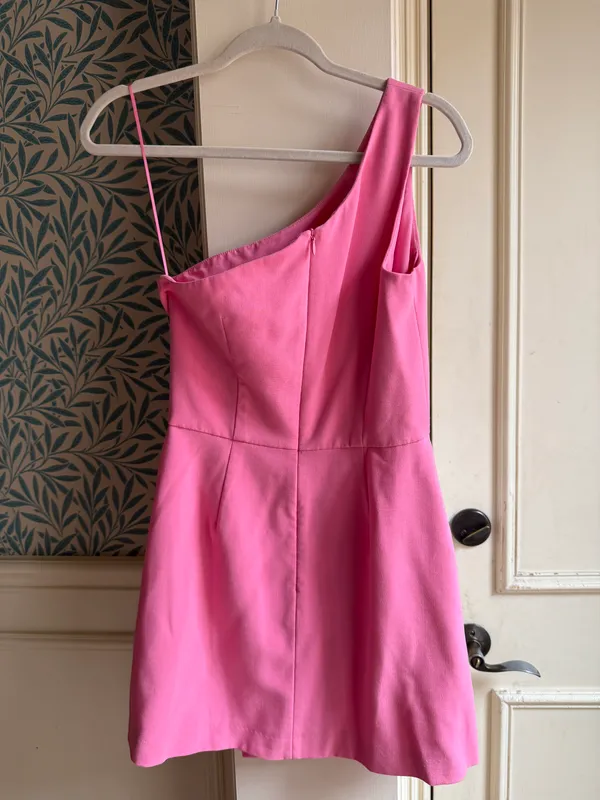 One Shoulder pink Mini Dress Size 8 - Image 2