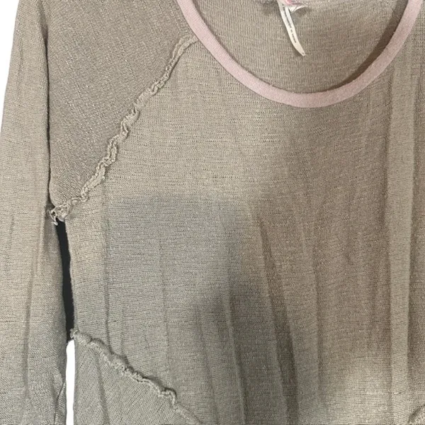 Free People Intimately Olive Gauze Distressed Scoop Neck Shirt Women Sz L - Image 5