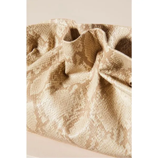 Anthropologie • Jory Clutch purse crossbody bag ruffle python snakeskin beige - Image 8