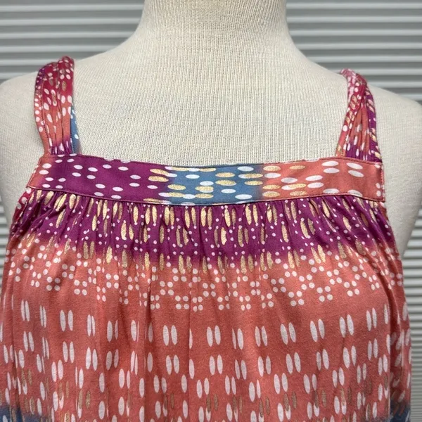 Free People Vintage Multi Sherbert Color Stripe Polka Dot Twisted Strap Tank Top - Image 4