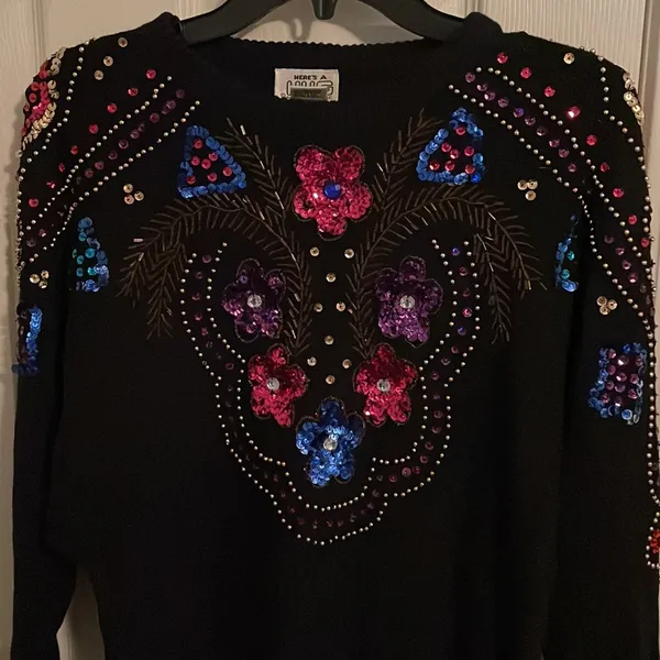 Vintage beaded sweater Black - Image 2