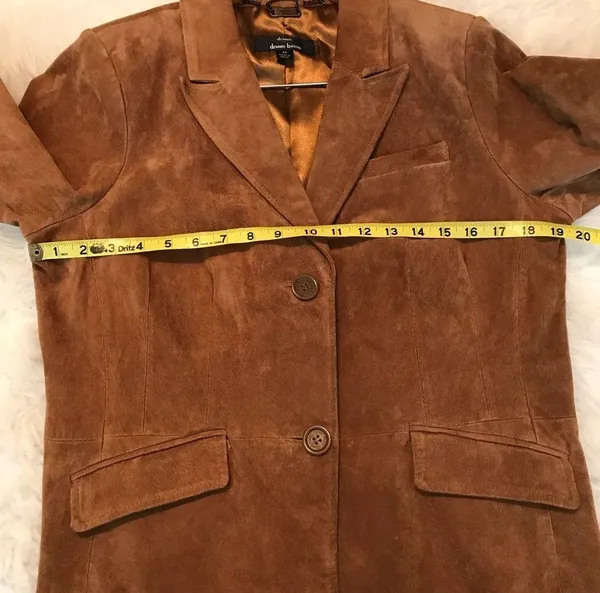Dennis by Dennis Basso genuine leather jacket blazer Women’s size medium brown - Image 2