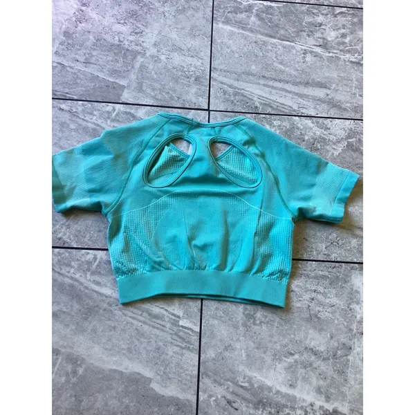 Gymshark Vital Seamless 2.0 Short Sleeve Crop Top Teal Turquoise M - Image 5