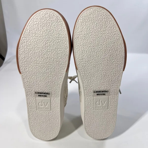 Dolce Vita Harryson Women's 9‎ Cream Lace Panel Sneakers Casual Shoes Gum Sole - Image 9