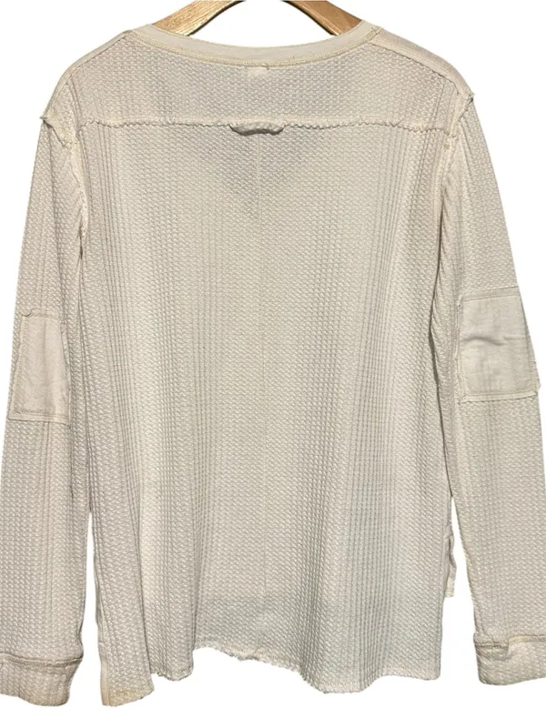 Free People Vintage Women’s Size XS Cream Bridget Waffle Knit Henley Top - Image 2