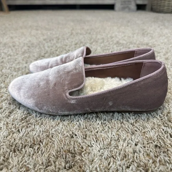 Birdies Starling Women's Size 8 Loafers Dusty Rose Pink Velvet Faux Fur‎ Lining - Image 2